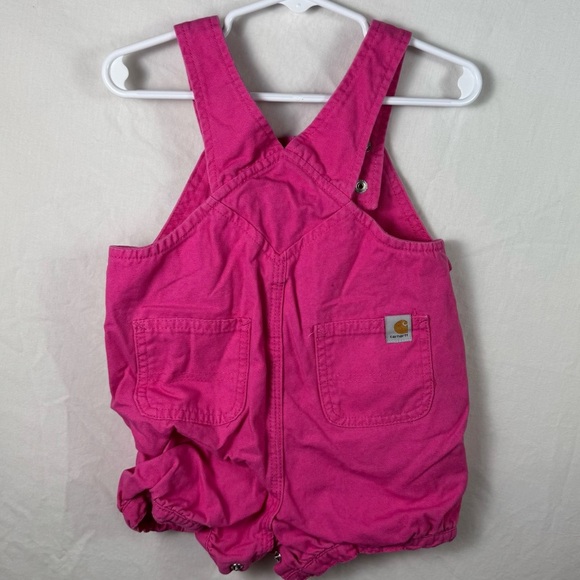 Carhartt Bright Pink Overalls Girls Size 24M - Picture 2 of 4